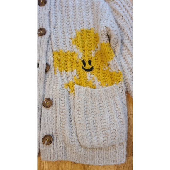 Anthropologie Pilcro Smiley Face Flower Cardigan Sweater Size Small - Picture 8 of 15
